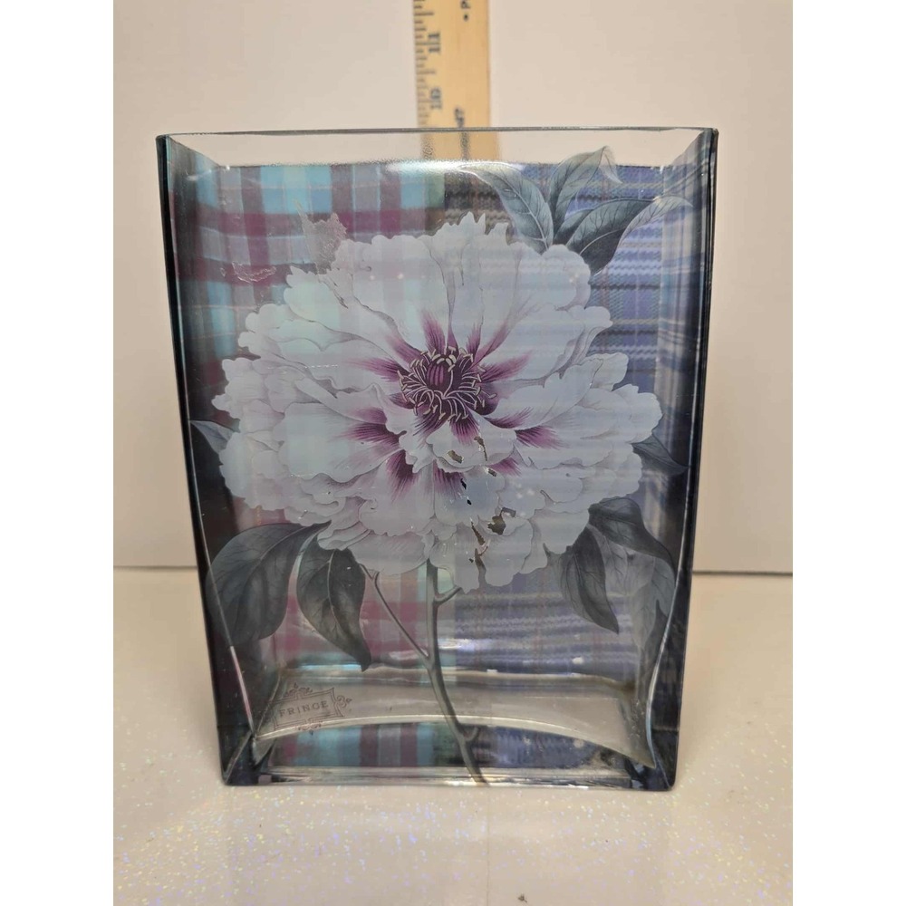 🌸 Fringe Studio Glass Vase Plaid Country Flowers Rustic Cottagecore Decor‎